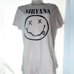 Nirvana Pink T-shirt Black Happy Face Logo Women's 2XL